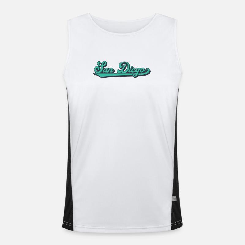 San Diego Script Retro Wave - Men's Functional Contrast Tank Top  - white/black