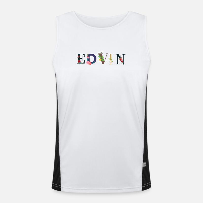 EDVIN Name mit Blumen geschmückt Funktionelles Kontrast-Tank Top für Männer 