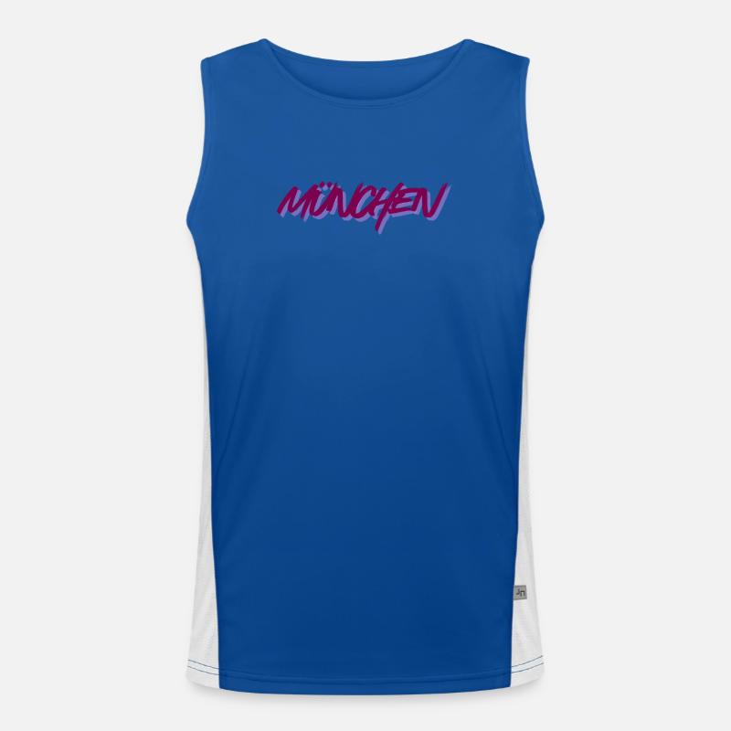 Munich Graffiti Font Pink Men's Functional Contrast Tank Top 