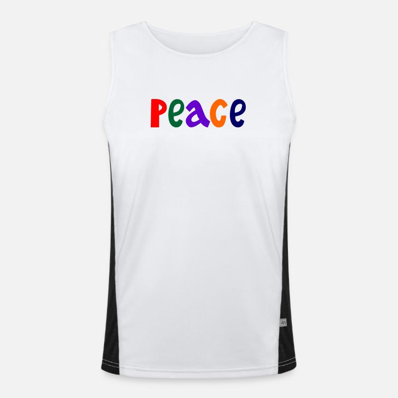 Colored letters with the word peace "Peace" Men's Functional Contrast Tank Top 