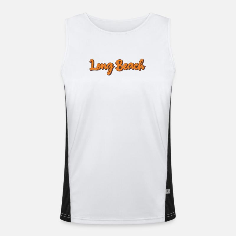 Long Beach Retro Script - Men's Functional Contrast Tank Top  - white/black