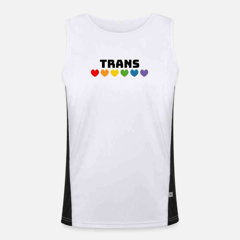 Rainbow heart trans black - Men's Functional Contrast Tank Top  - white/black