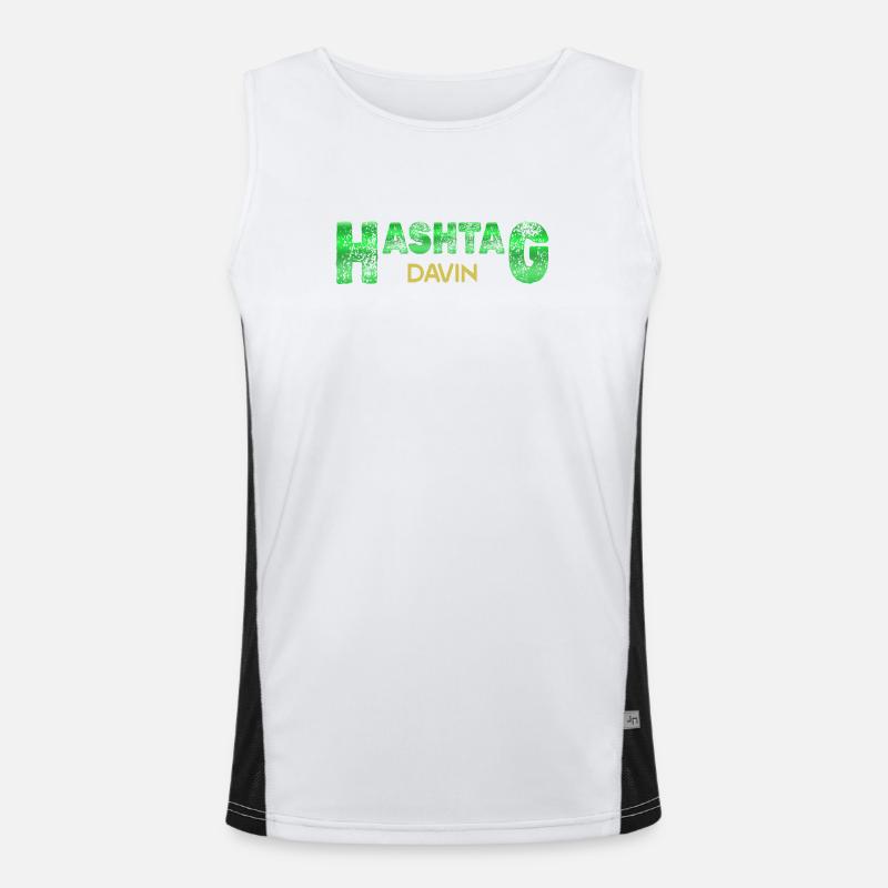 Davin Davin - Men's Functional Contrast Tank Top  - white/black