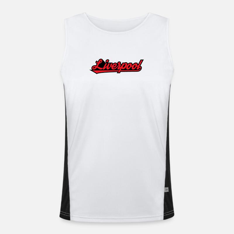 Liverpool Script on Black - Men's Functional Contrast Tank Top  - white/black