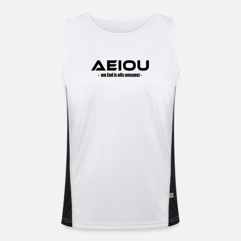 AEIOU – am End is olls umsunst Funktionelles Kontrast-Tank Top für Männer 