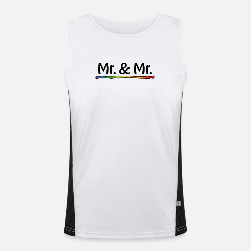 Regenbogen Mr and Mr schwarz Funktionelles Kontrast-Tank Top für Männer 