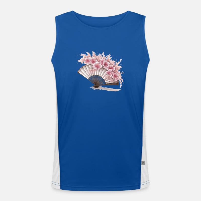 Geblümter japanischer Fächer Funktionelles Kontrast-Tank Top für Männer 