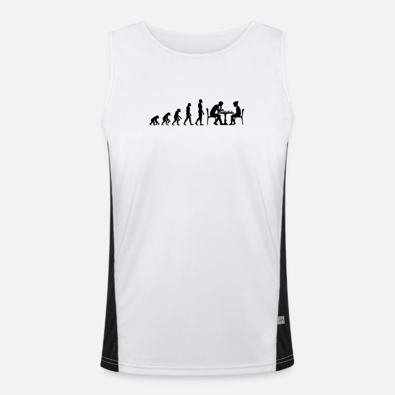 EVOLUTION TO CHESS MASTER – MATE! CHESSLOVER - Men's Functional Contrast Tank Top  - white/black