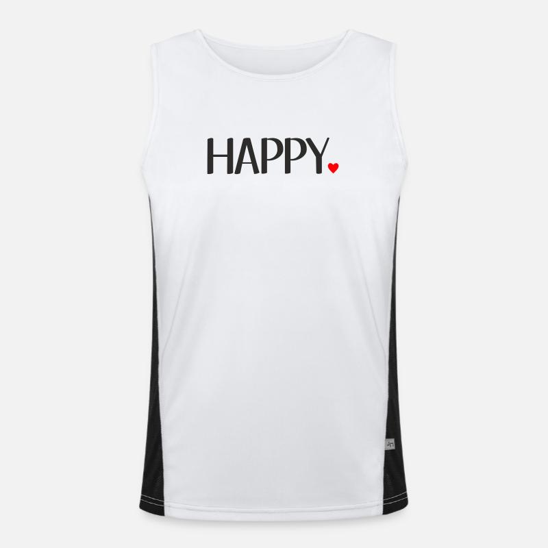 Happy Lettering with Red Heart – Positive Textde Men's Functional Contrast Tank Top