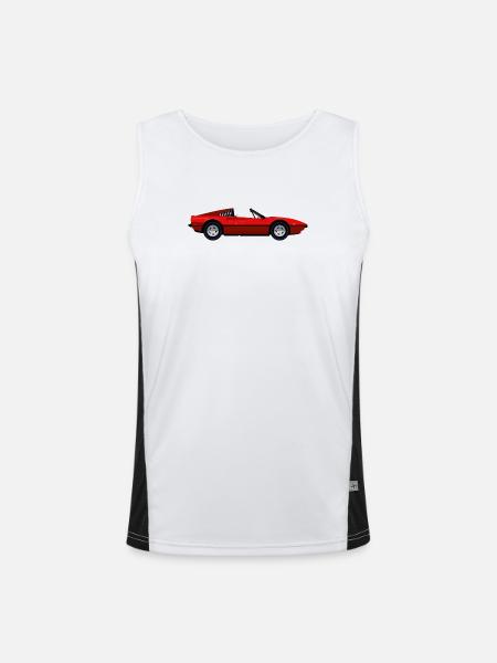 ROTER SPORTWAGEN - Funktionelles Kontrast-Tank Top für Männer  - Weiß/Schwarz - Vorne
