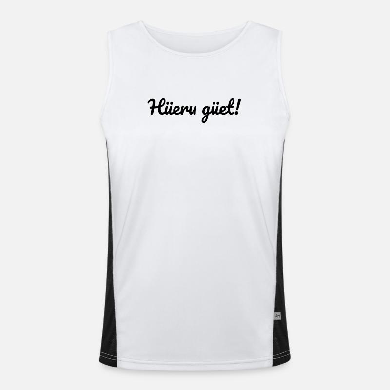 Hüeru güet Walliserditsch Dialekt Funktionelles Kontrast-Tank Top für Männer 