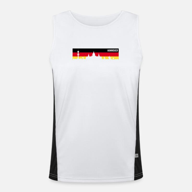 Hanover Germany Flag Lower Saxony Skyline Men's Functional Contrast Tank Top 