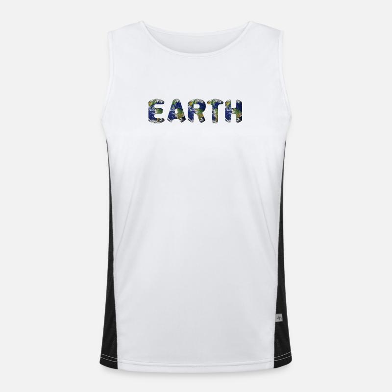 Vibrant Earth Globe Pattern - Men's Functional Contrast Tank Top  - white/black