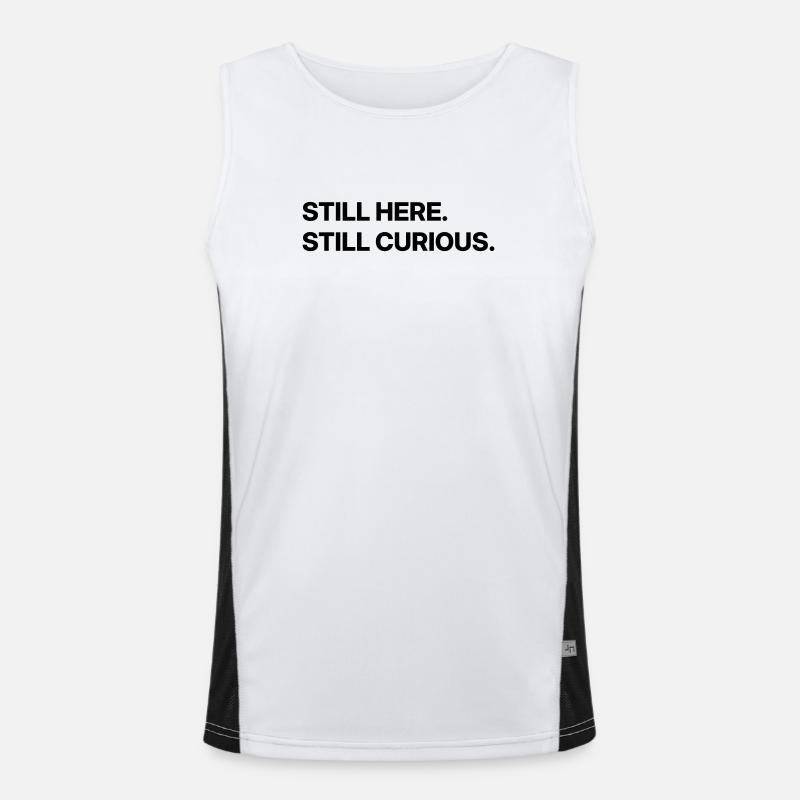 Still here. Still curious. - Men's Functional Contrast Tank Top  - white/black