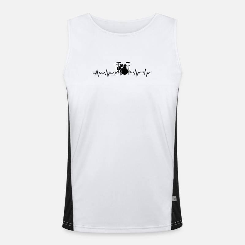 Drummer Drums Drums ECG Heartbeat Men's Functional Contrast Tank Top 