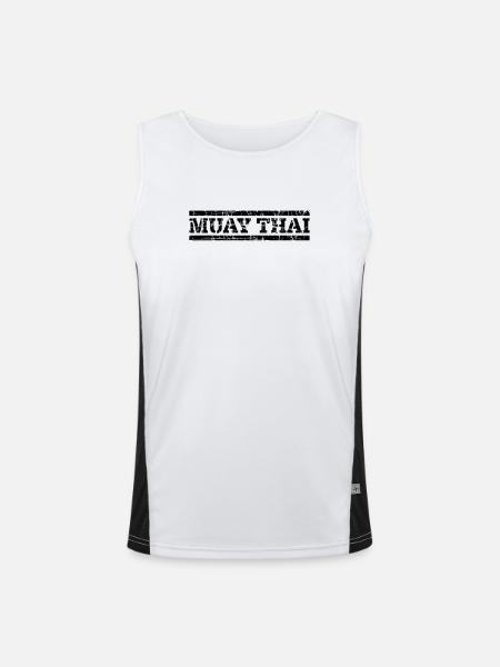 Muay Thai - Men's Functional Contrast Tank Top  - white/black - Front