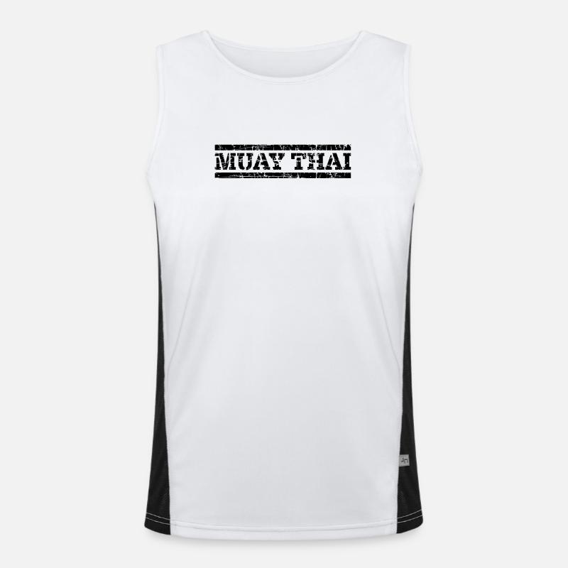 Muay Thai - Men's Functional Contrast Tank Top  - white/black