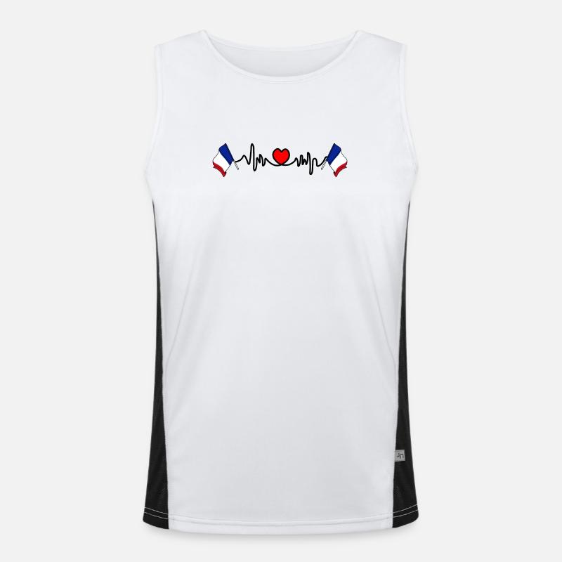 Herzfrequenz-Cardio für Frankreich Funktionelles Kontrast-Tank Top für Männer 