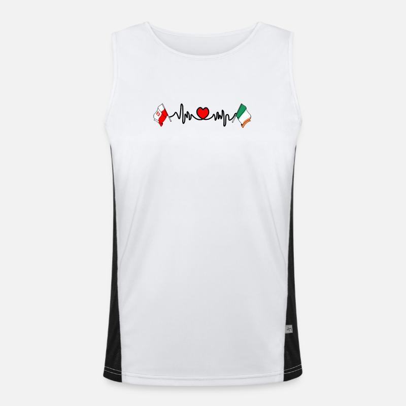 Cardio heart Drapeau Pologne, drapeau Irlande Débardeur respirant contrasté Homme 