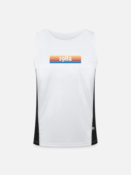 1982 - Funktionelles Kontrast-Tank Top für Männer - Weiß/Schwarz