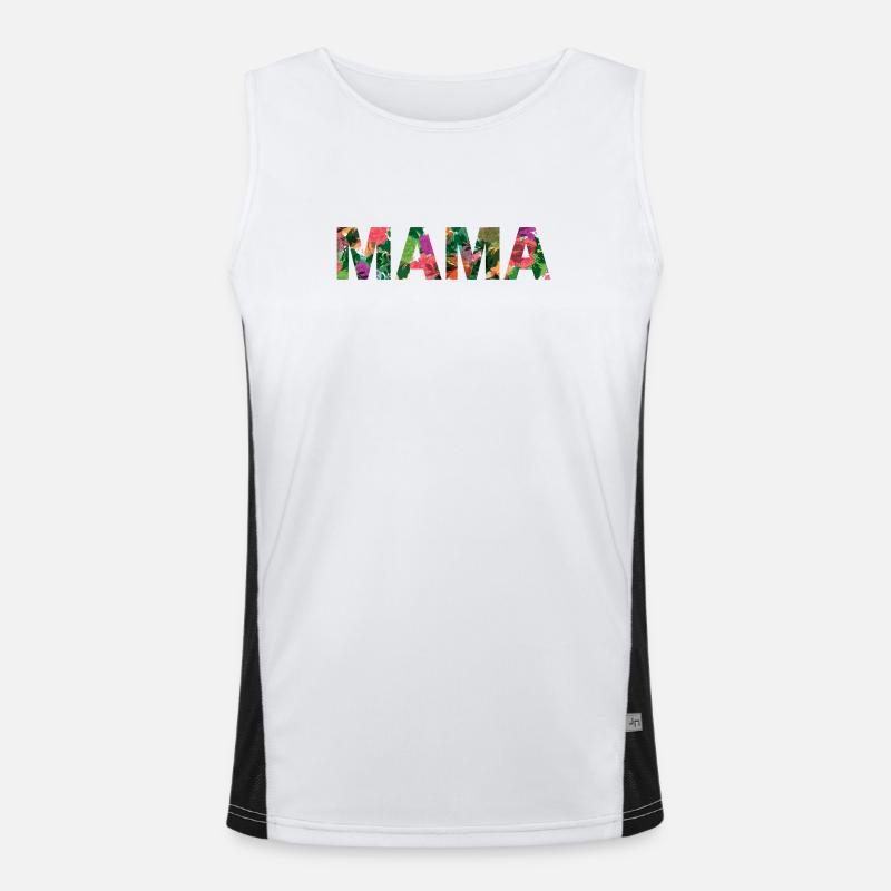 MAMA Tropenblüten Muster - Muttertag, Geburt Funktionelles Kontrast-Tank Top für Männer 