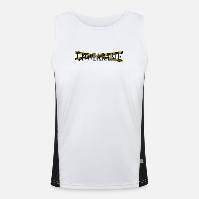 Unwearable – Statement Design with Warning Tape - Men's Functional Contrast Tank Top  - white/black