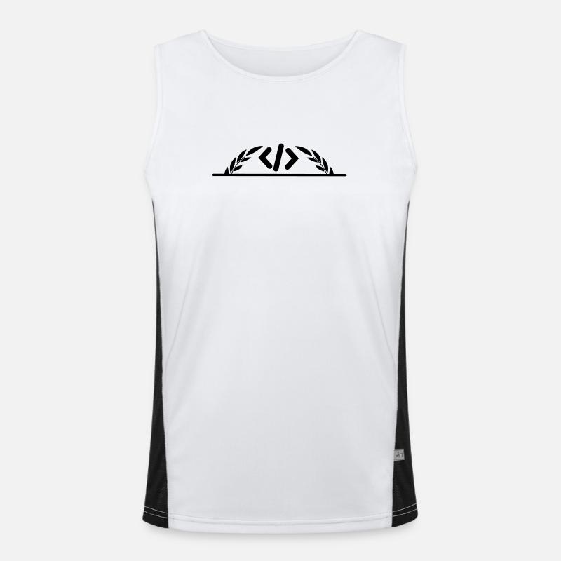 Code logo in half laurel wreath - Men's Functional Contrast Tank Top  - white/black