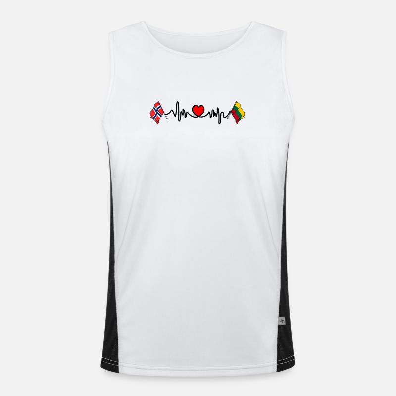 Cardio heart Flag Norway, flag Lithuania Men's Functional Contrast Tank Top 