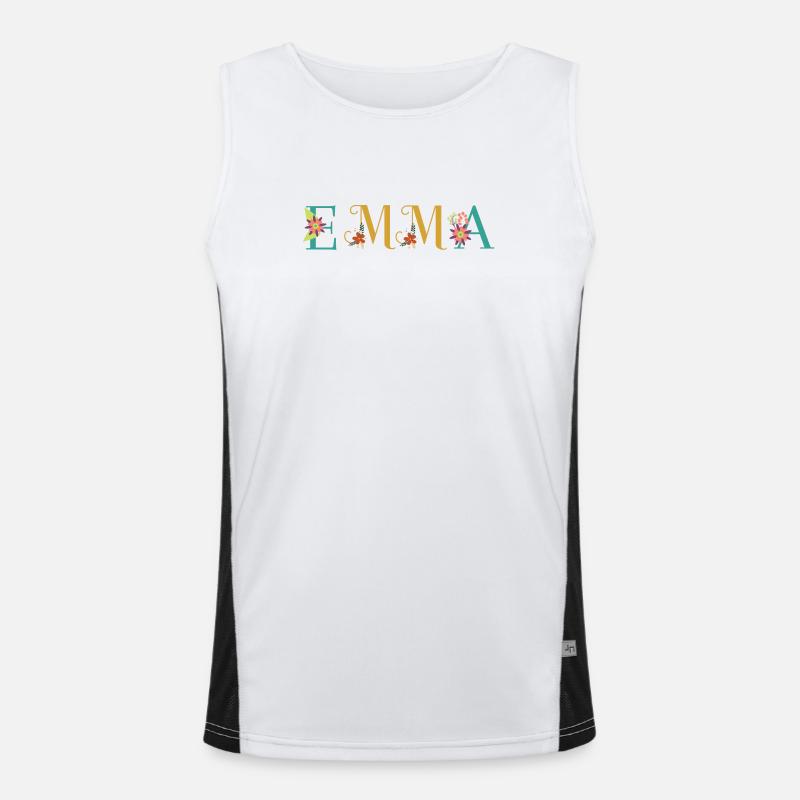 EMMA Name Art avec fleurs brodées Débardeur respirant contrasté Homme 