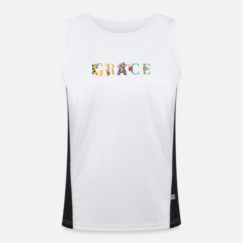 GRACE Nom Art avec fleurs brodées Débardeur respirant contrasté Homme 