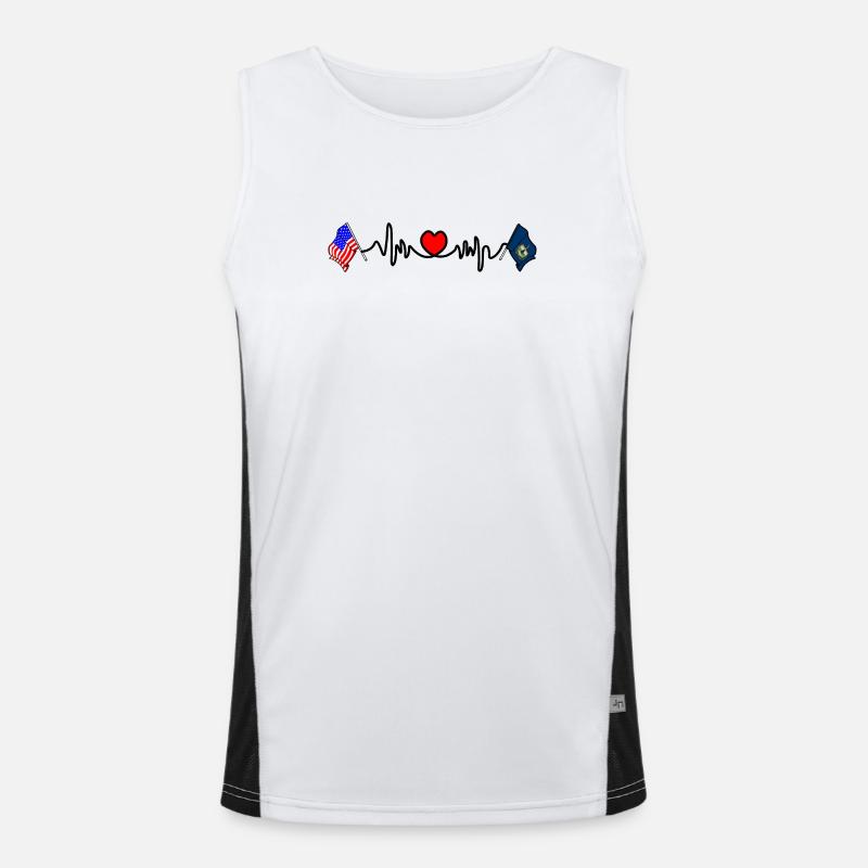 Cardio cardiaque avec drapeau des États-Unis et drapeau du Vermont Débardeur respirant contrasté Homme 