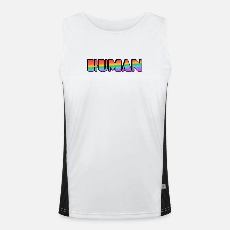 Rainbow Human Typografie Funktionelles Kontrast-Tank Top für Männer 