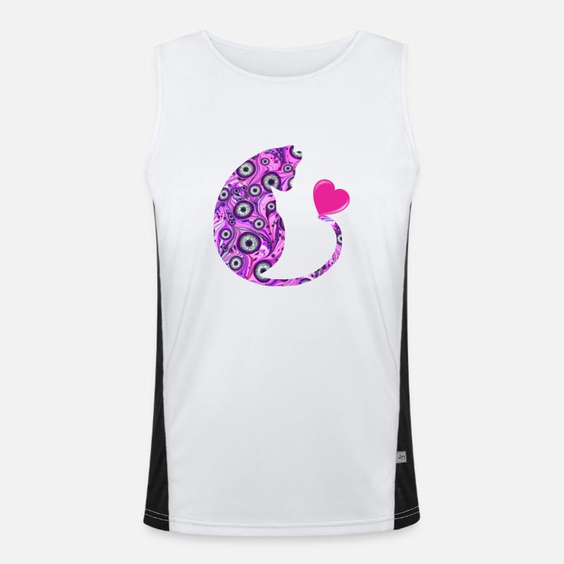 cat with heart e 6 - Men's Functional Contrast Tank Top  - white/black