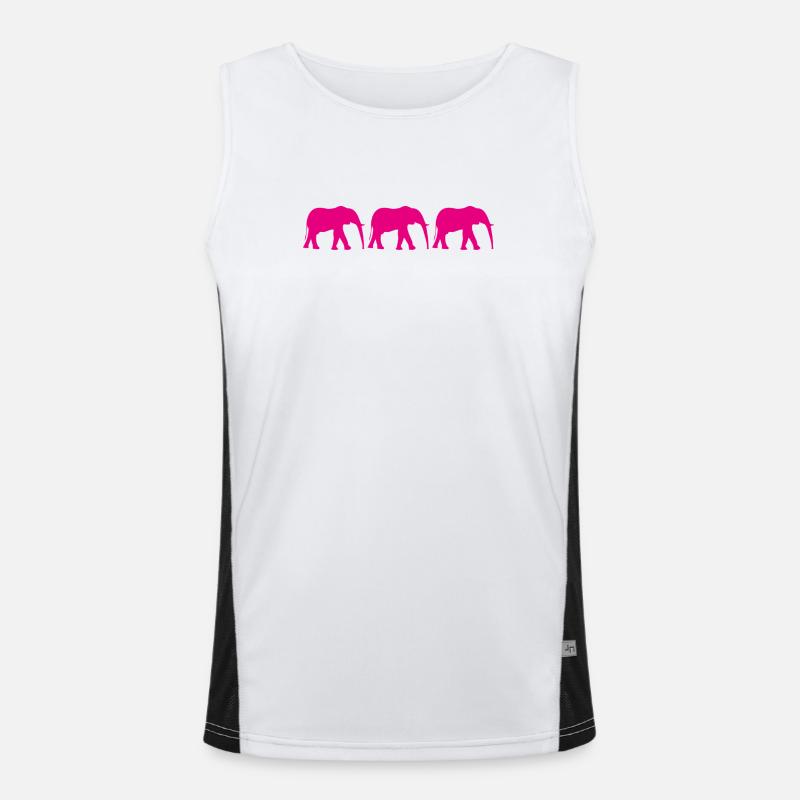 Pink elephants in a repeating pattern Men's Functional Contrast Tank Top 