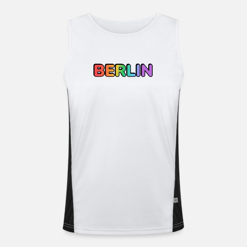 Berlin Rainbow Gradient Letters LGBT Funktionelles Kontrast-Tank Top für Männer 