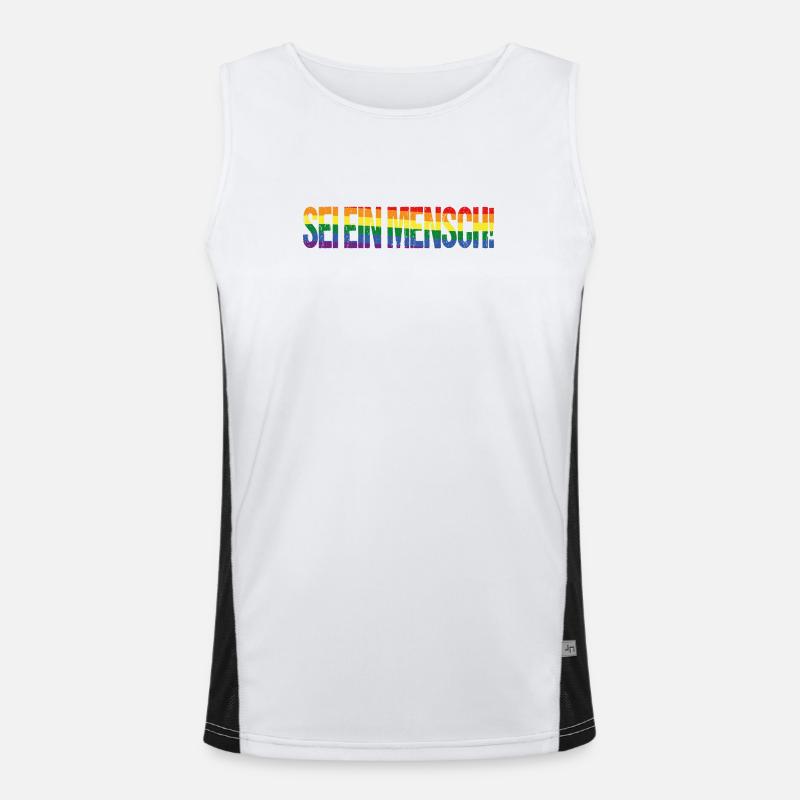Sei ein Mensch! Pride Flag Funktionelles Kontrast-Tank Top für Männer 