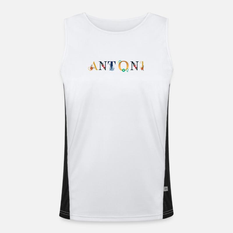 ANTONI Name mit Blumen geschmückt Funktionelles Kontrast-Tank Top für Männer 