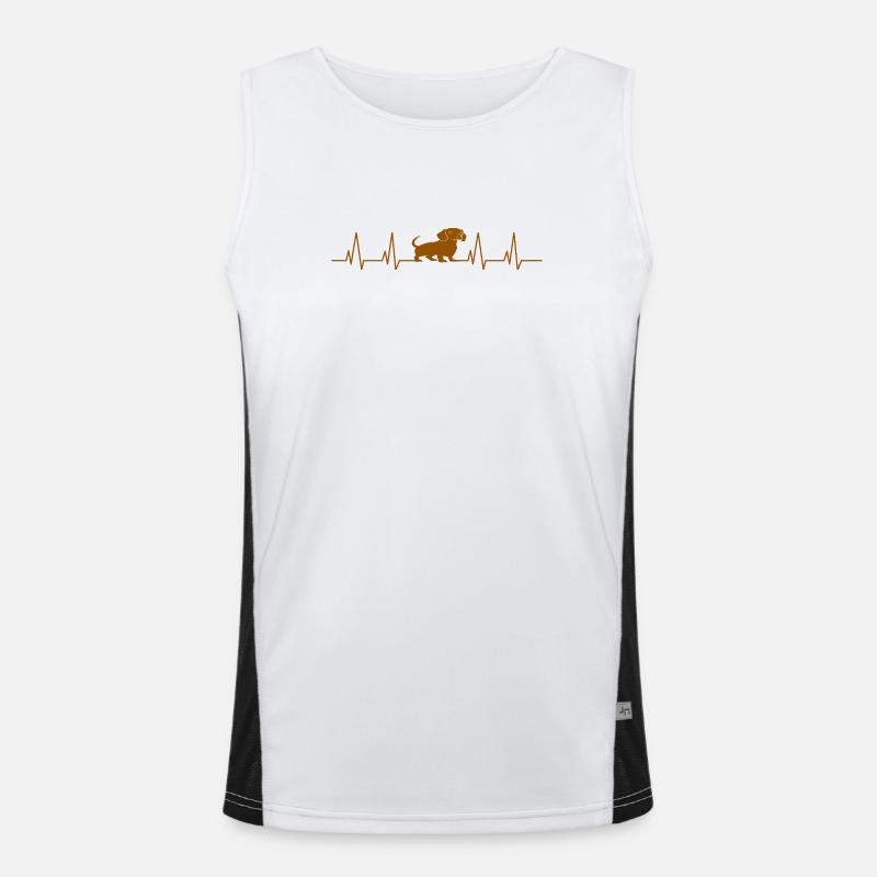 Dackel Herzschlag Hund Funktionelles Kontrast-Tank Top für Männer 
