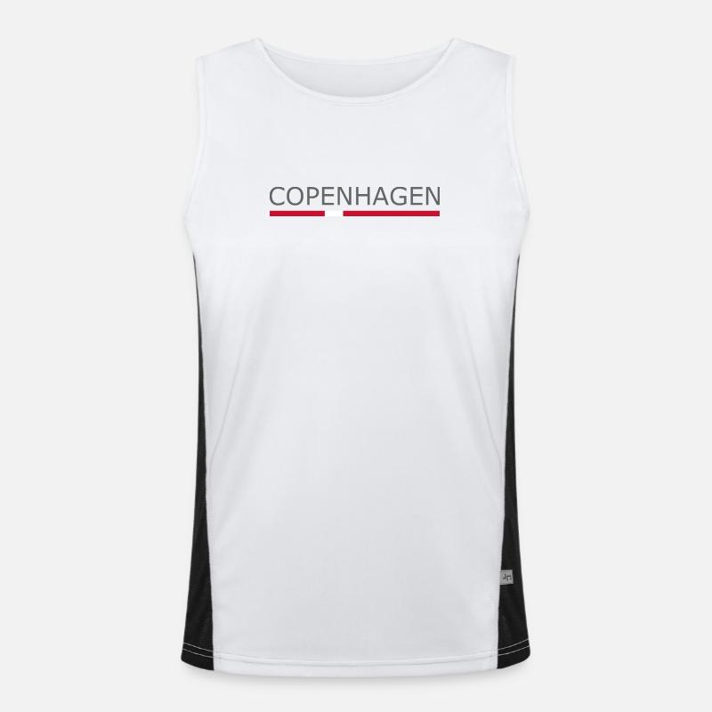 Copenhague - Kopenhague - Drapeau du Danemark - Dänemark Débardeur respirant contrasté Homme 