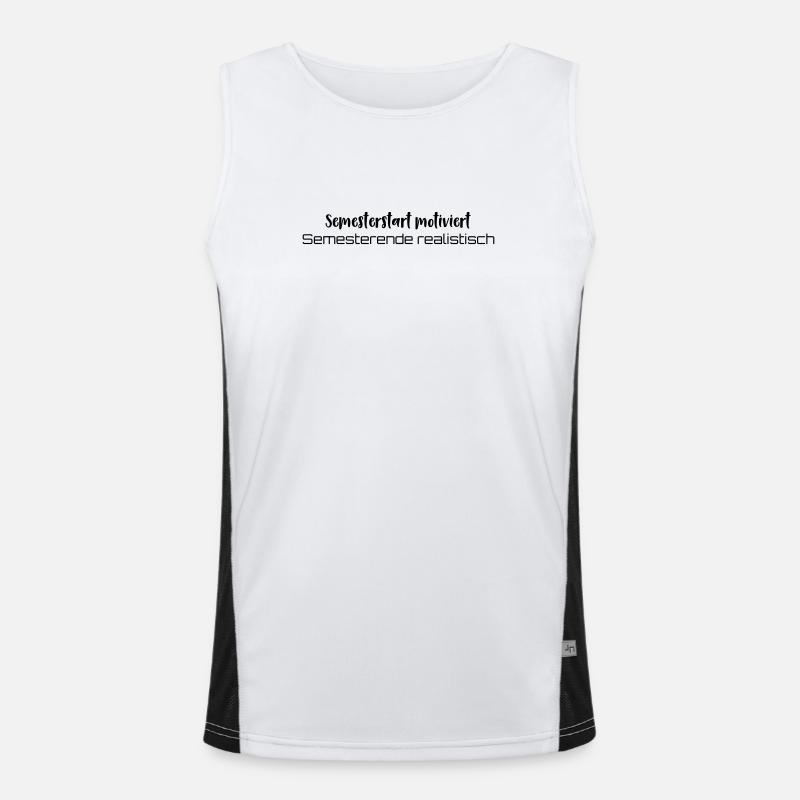 Coffee → learning → existential crisis - Men's Functional Contrast Tank Top  - white/black