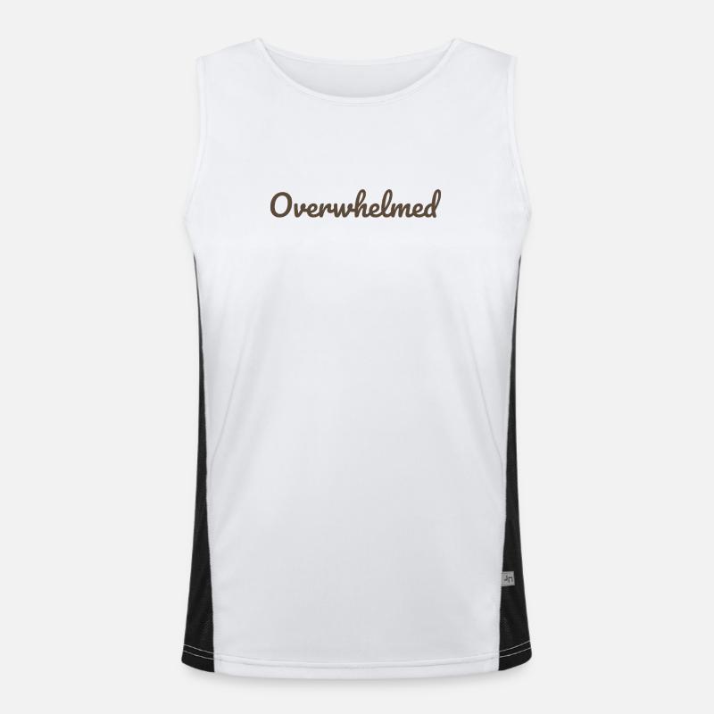 Overwhelms script text in brown Men's Functional Contrast Tank Top 