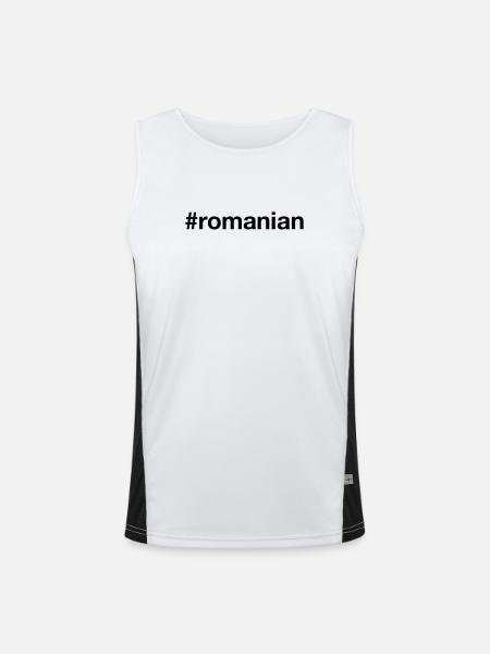 ROMANIAN Hashtag Rumänien Romania Rumänisch - Men's Functional Contrast Tank Top  - white/black