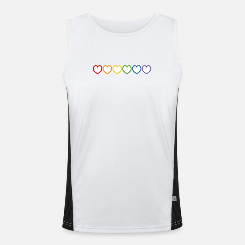 Regenbogen LGBT Herzen white lgbt tshirt Funktionelles Kontrast-Tank Top für Männer 