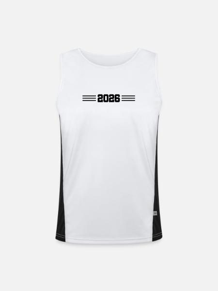 2026 Jahr Strich - Funktionelles Kontrast-Tank Top für Männer  - Weiß/Schwarz
