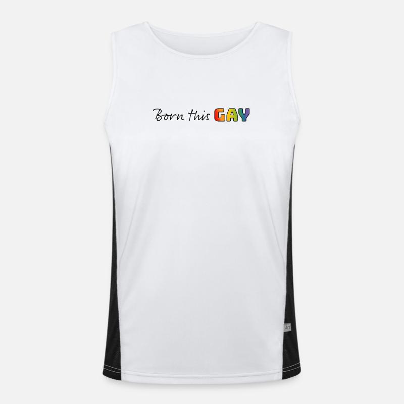 Rainbow born this gay - Men's Functional Contrast Tank Top  - white/black