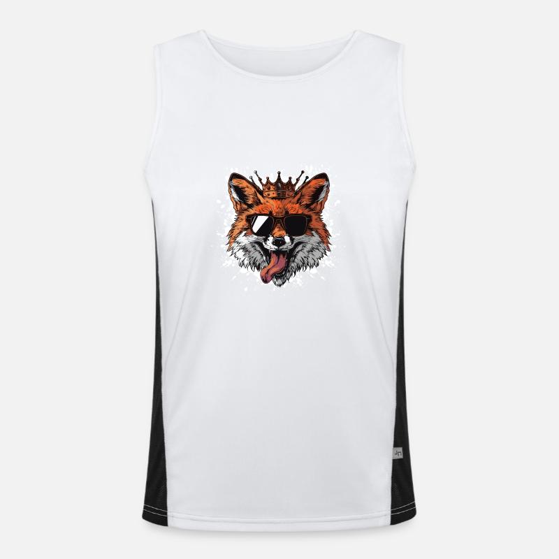 Fox Comic - Men's Functional Contrast Tank Top  - white/black