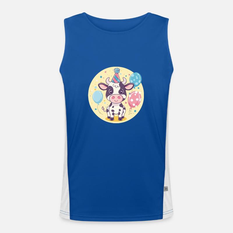 Kuh Geburtstag Comic Funktionelles Kontrast-Tank Top für Männer 