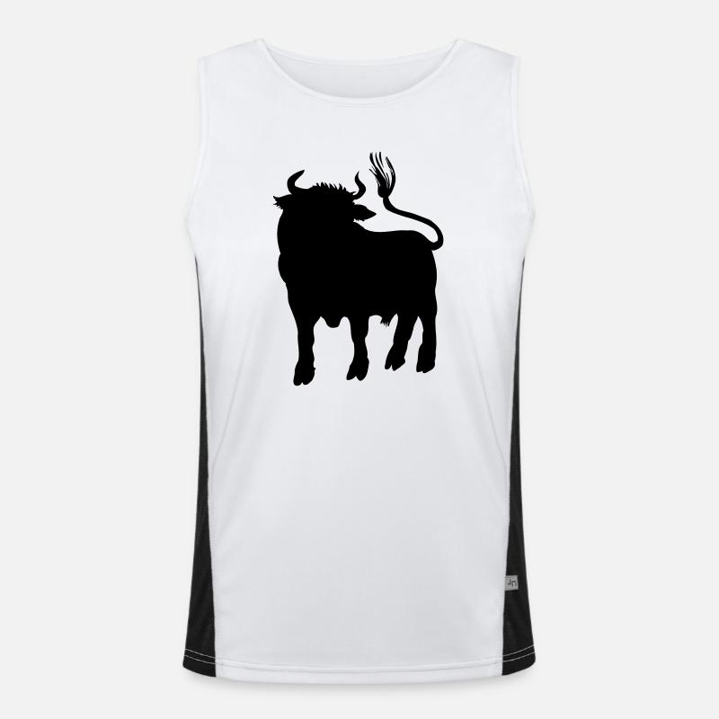Stierschattenbild, Logofarm oder Metzger Funktionelles Kontrast-Tank Top für Männer 