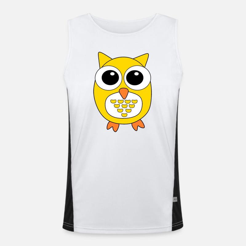 gelbe Eule gelb Vogel Vögelchen Tiere Geschenk Funktionelles Kontrast-Tank Top für Männer 