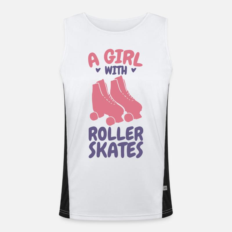 Ein Mädchen mit Rollschuhen Funktionelles Kontrast-Tank Top für Männer 